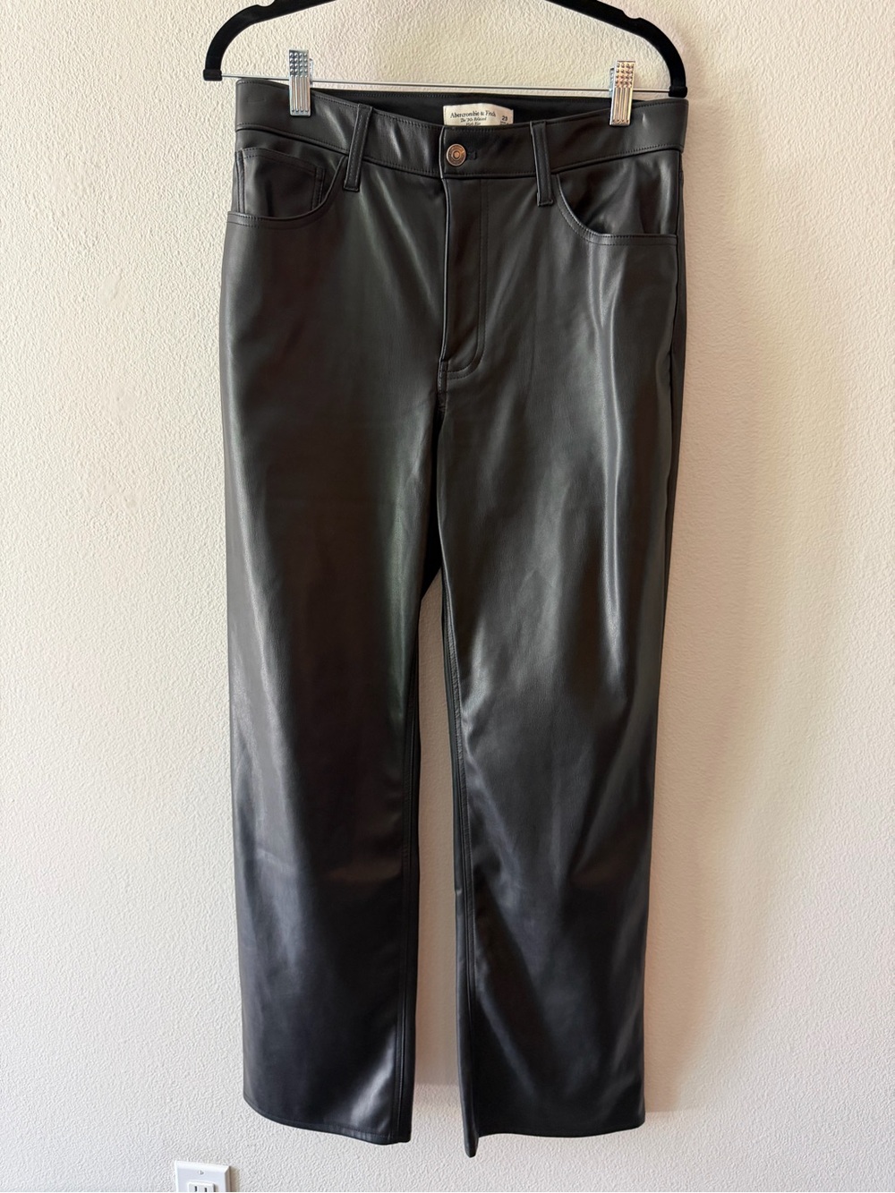 Abercrombie & Fitch Black Faux Leather Straight Jeans